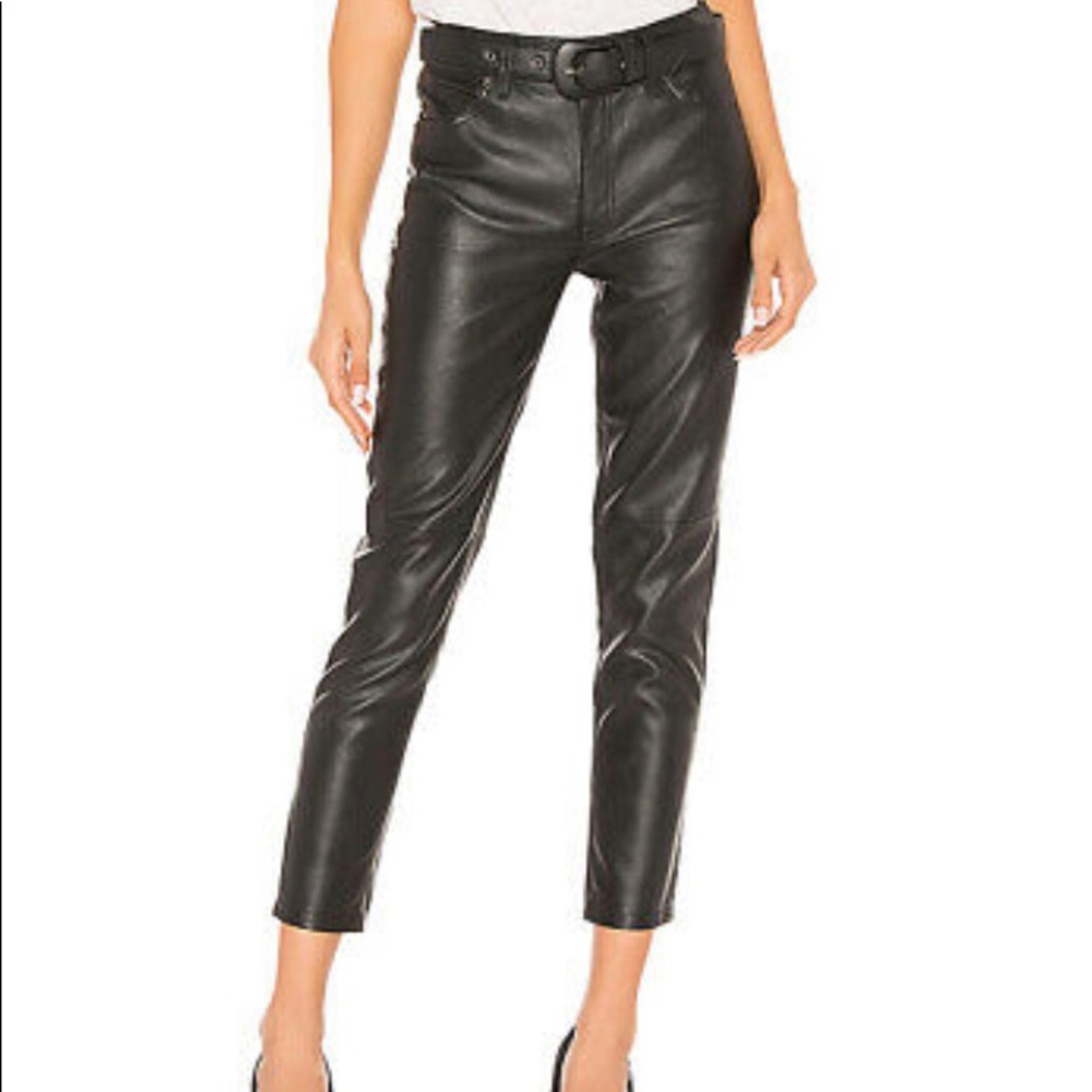 Free People Belted faux leather pants